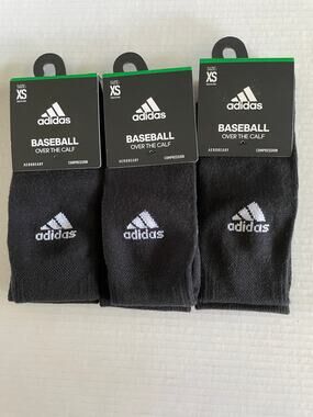 ADULT ADIDAS BASEBALL 3 PAIR BLACK WHITE SOCKS NEW